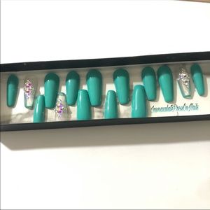Turquoise coffin press on nails